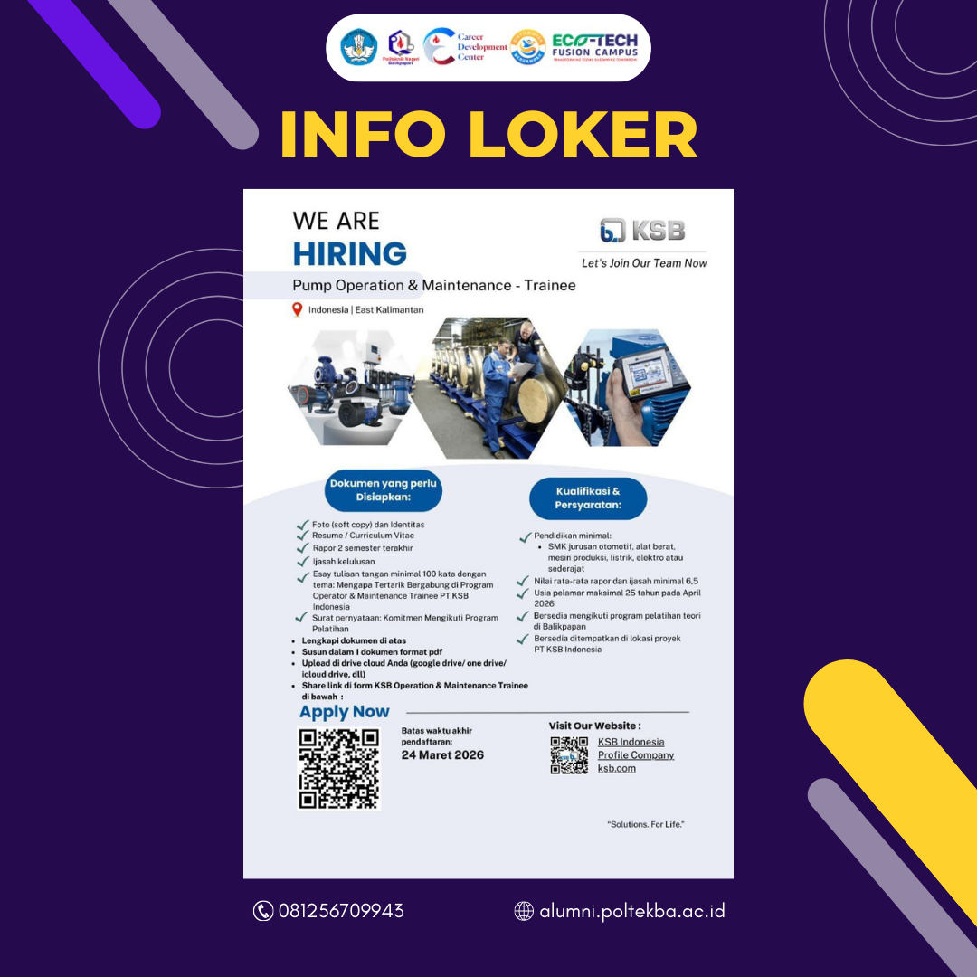 LOWONGAN KERJA PT. KSB INDONESIA