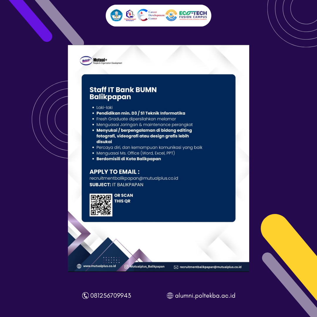LOWONGAN KERJA PT. MUTUALPLUS GLOBAL RESOURCES BALIKPAPAN