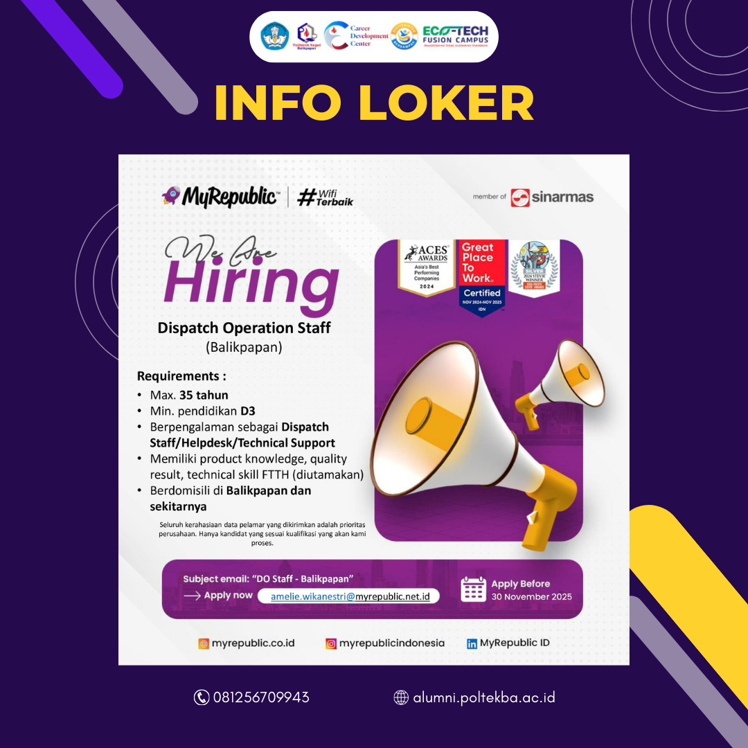 LOWONGAN KERJA PT.  PT. EKA MAS REPUBLIK BALIKPAPAN (MY REPUBLIC)