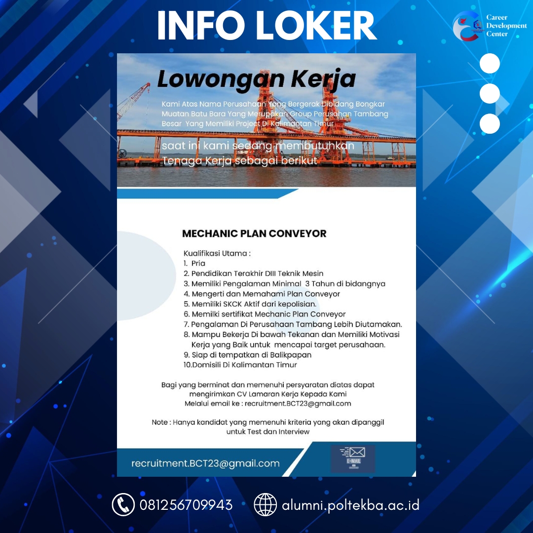 LOWONGAN KERJA PT. DERMAGA PRAKASA PRATAMA (BAYAN GROUP)