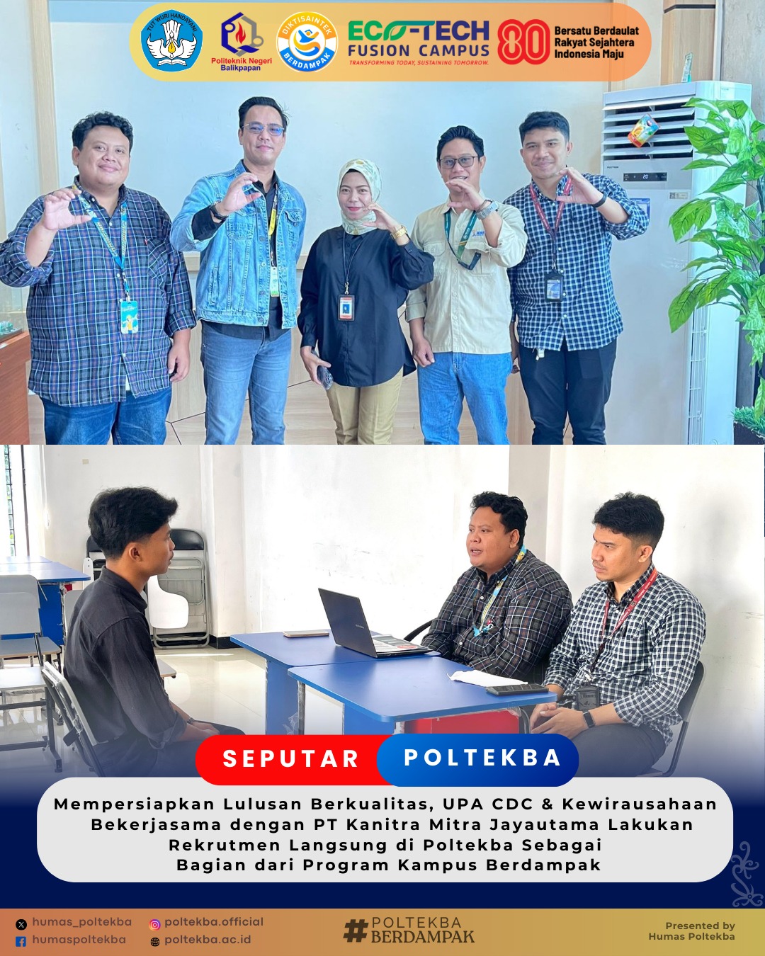 Poltekba Perkuat Link-and-Match Jurusan Teknik Mesin, Melalui Rekrutmen Langsung PT KAMAJU
