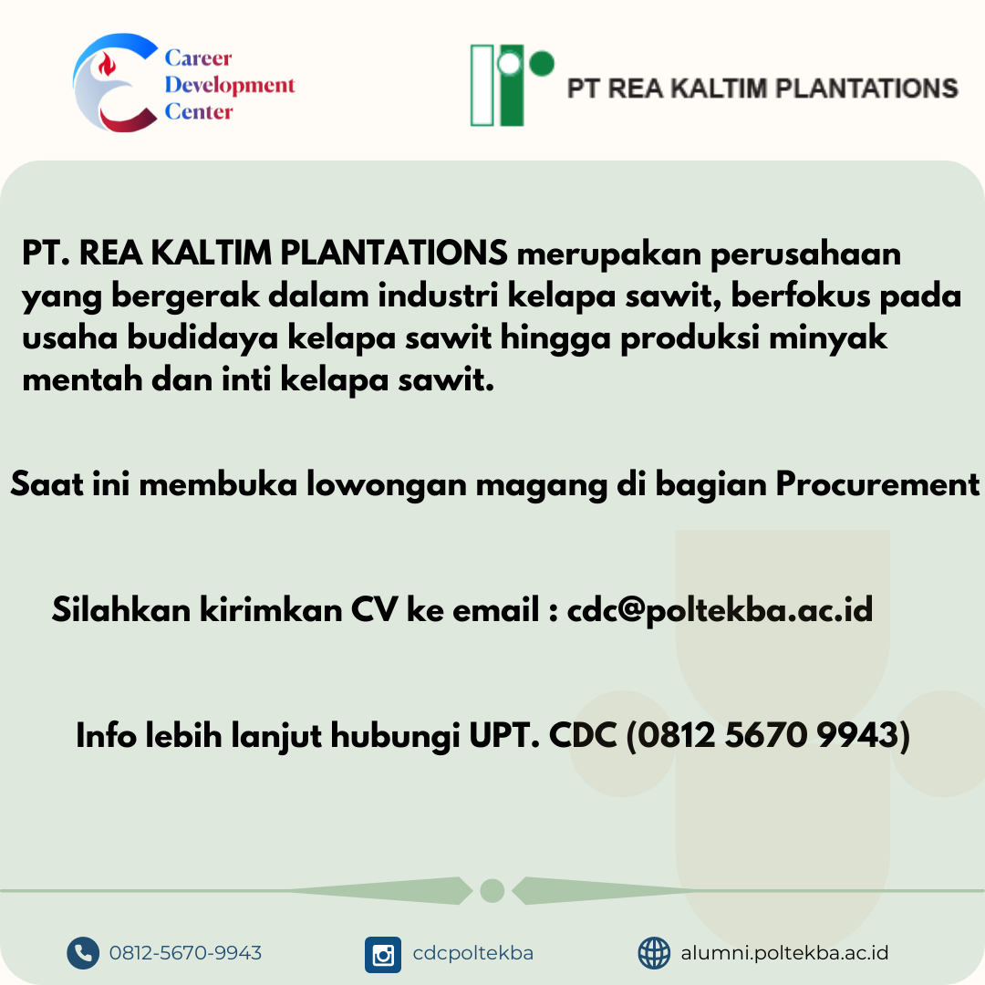 Lowongan Magang PT. Rea Kaltim Plantations