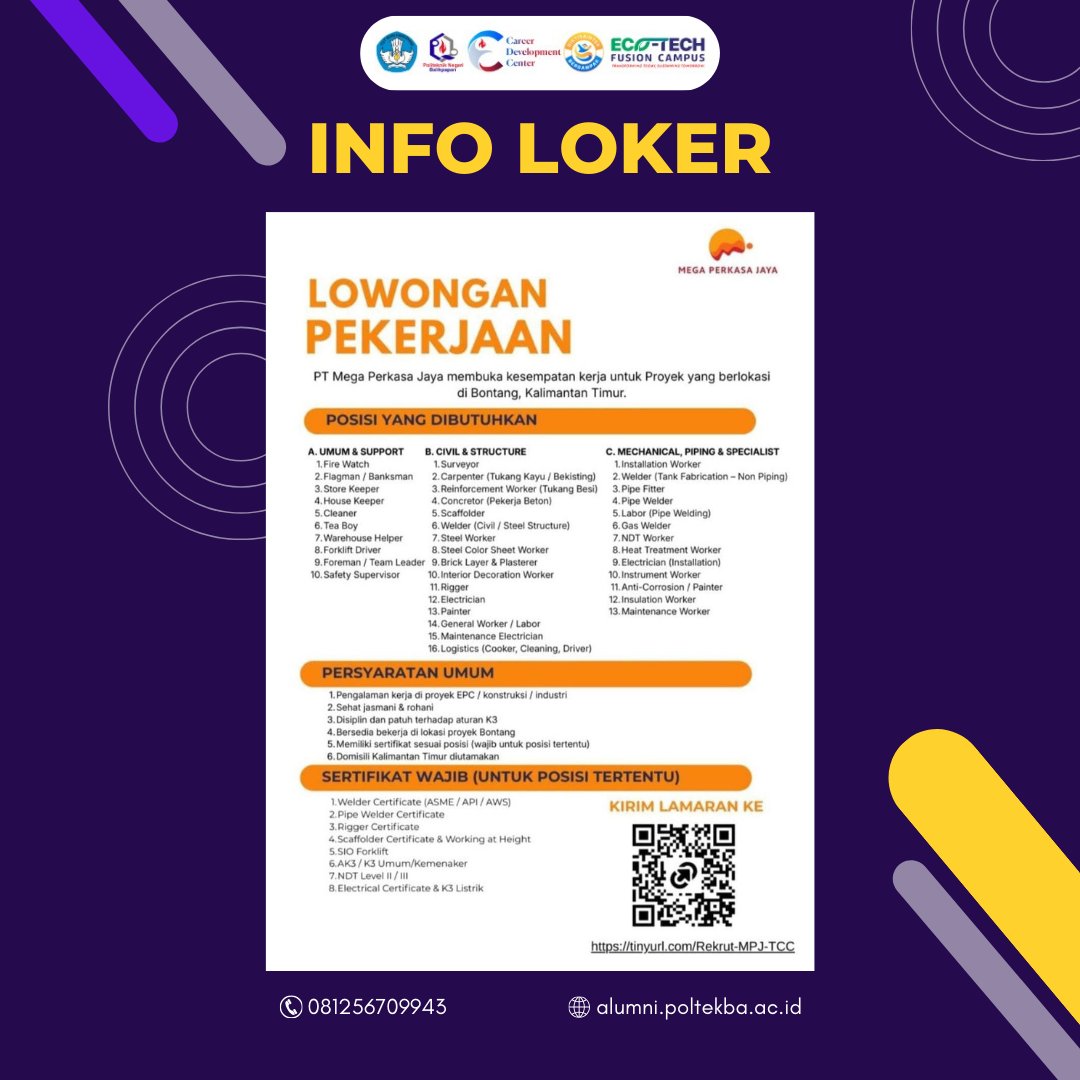 LOWONGAN KERJA PT.  MEGA PERKASA JAYA