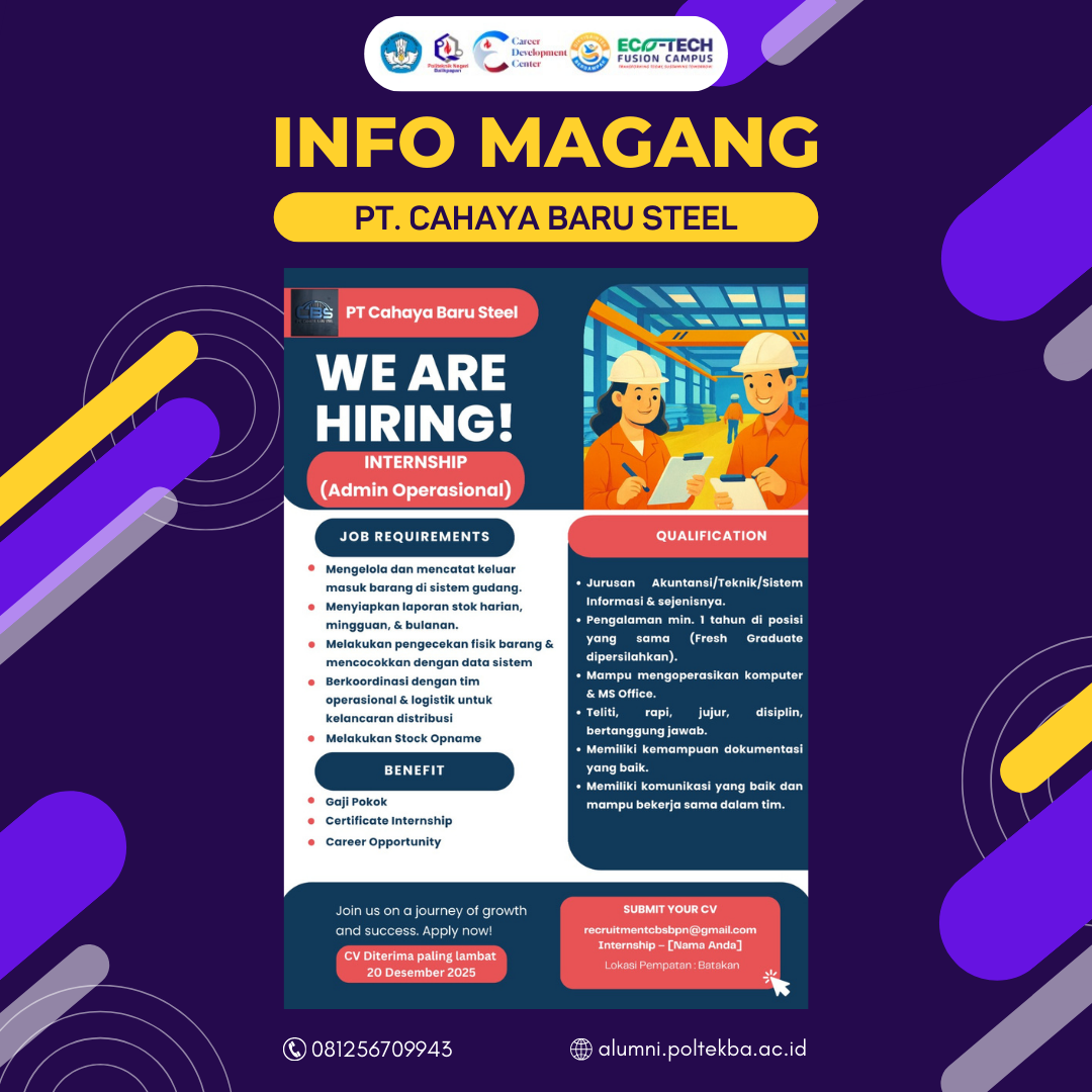 INFO MAGANG PT. CAHAYA BARU STEEL