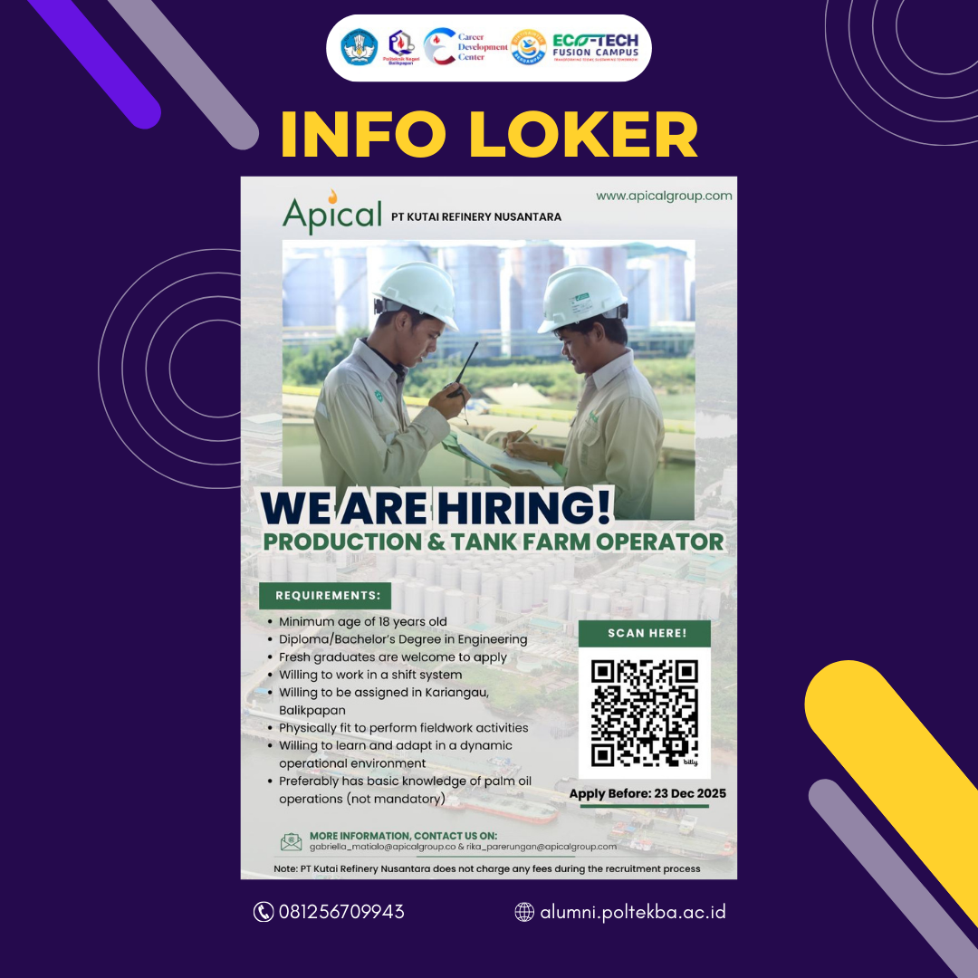 LOWONGAN KERJA PT. KUTAI REFINERY NUSANTARA (APICAL GROUP)