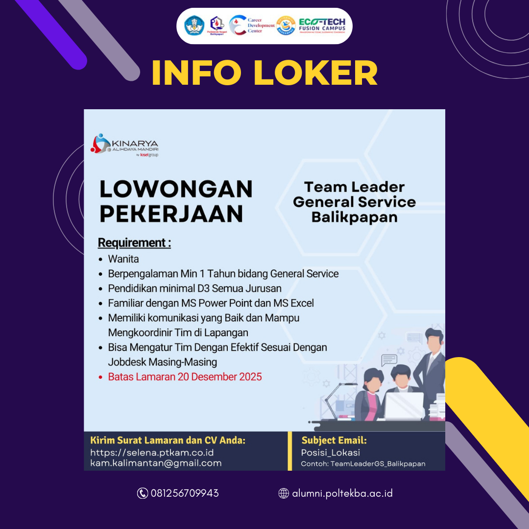 LOWONGAN KERJA PT. KINARYA ALIHDAYA MANDIRI