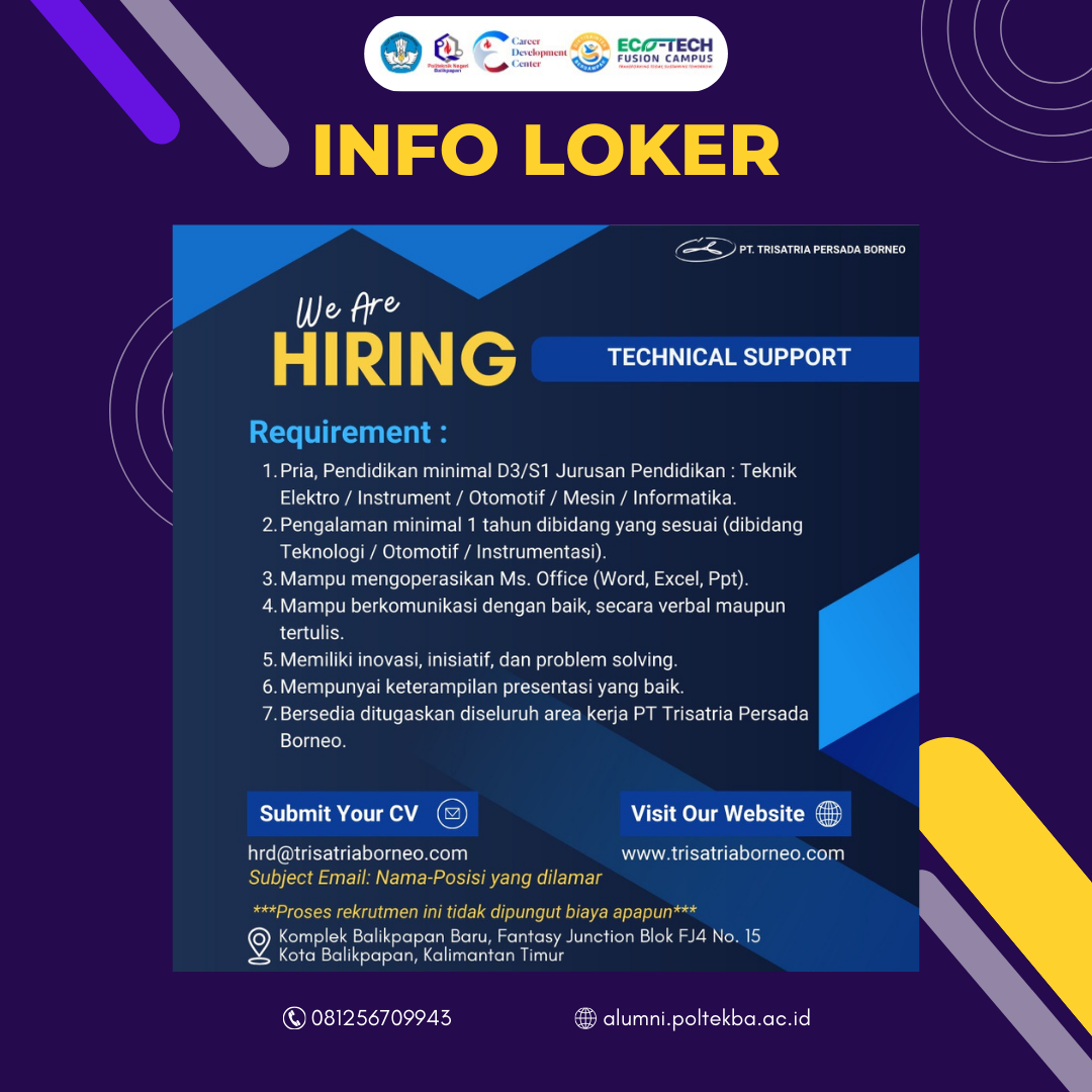 LOWONGAN KERJA PT. TRISATRIA PERSADA BORNEO